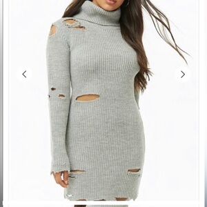 Hera Collection Distressed Ribbed Dress Grey Size: US XL